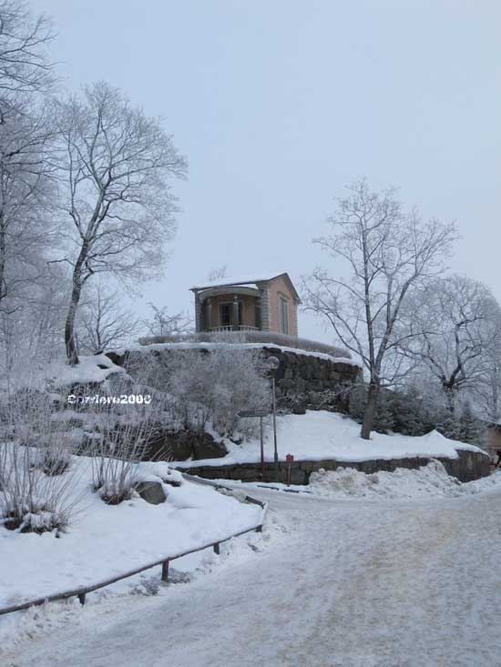 Skansen ricoperta di neve
